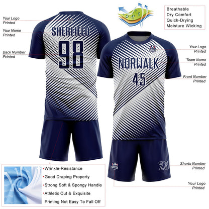 Custom Navy White Line Sublimation Soccer Uniform Jersey - Sky-Custom