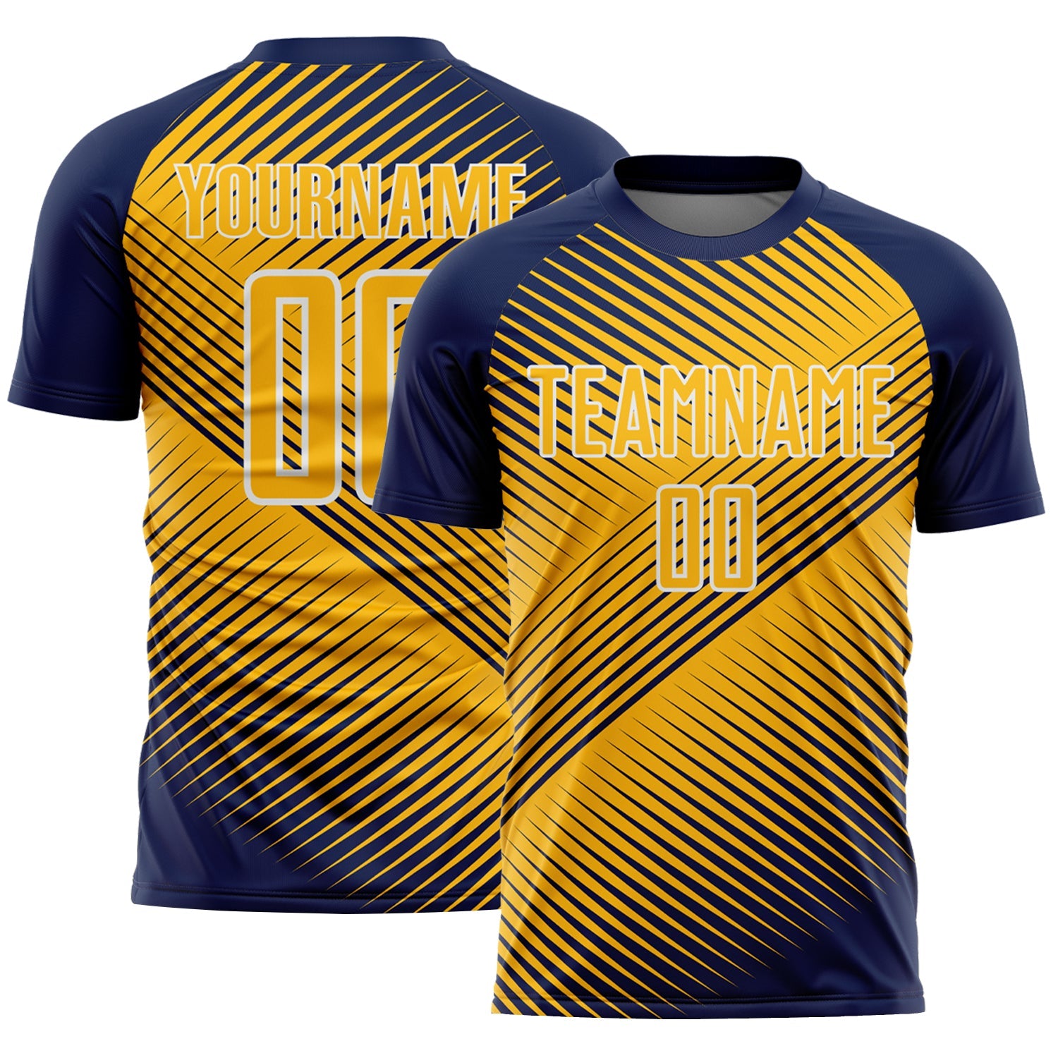 Custom Navy Gold-White Line Sublimation Soccer Uniform Jersey - Sky-Custom