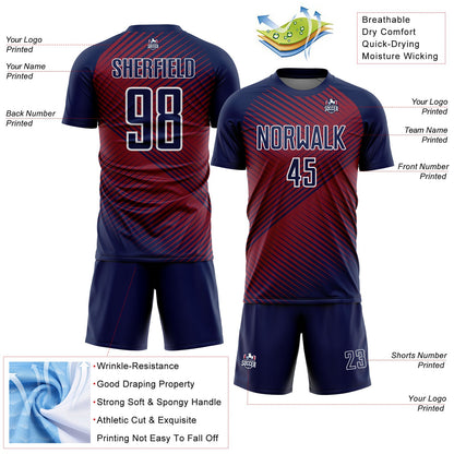 Custom Navy Crimson-White Line Sublimation Soccer Uniform Jersey - Sky-Custom