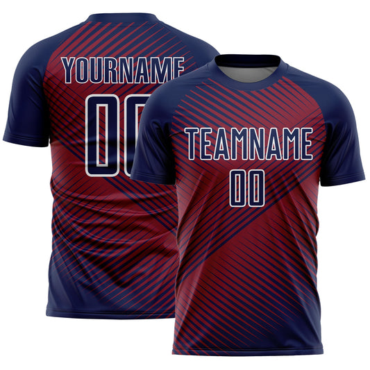 Custom Navy Crimson-White Line Sublimation Soccer Uniform Jersey - Sky-Custom