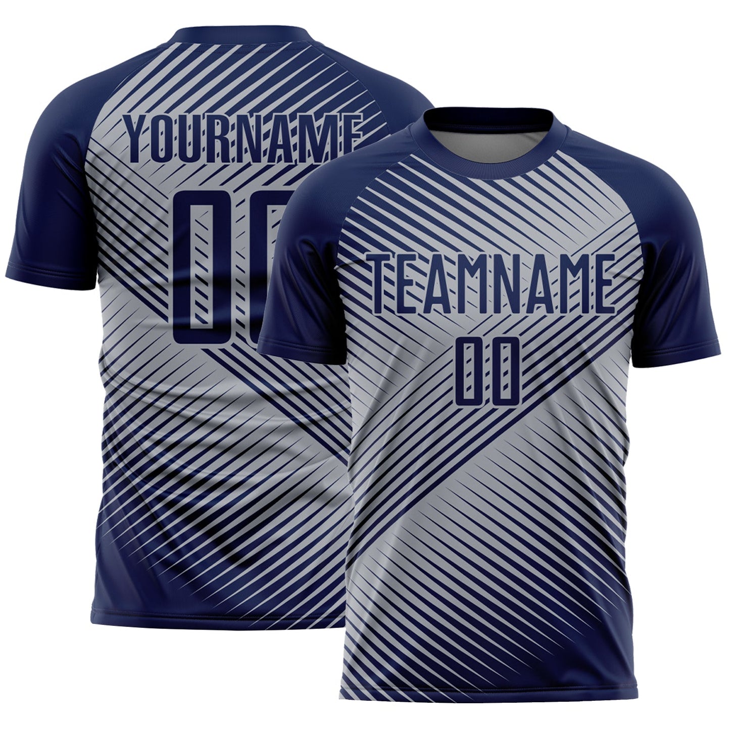 Custom Navy Gray Line Sublimation Soccer Uniform Jersey - Sky-Custom