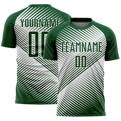 Custom Green White Line Sublimation Soccer Uniform Jersey - Sky-Custom