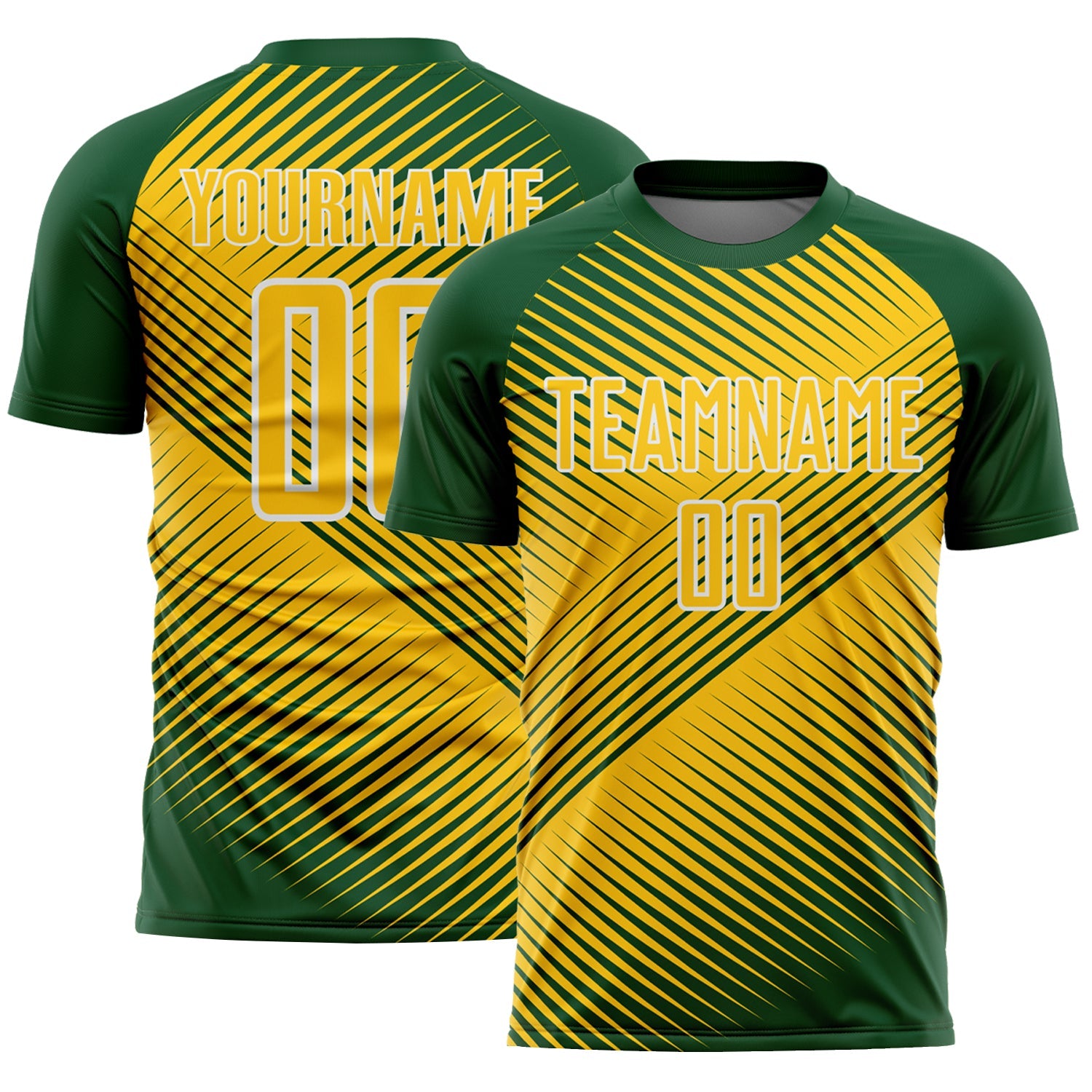 Custom Green Yellow-White Line Sublimation Soccer Uniform Jersey - Sky-Custom