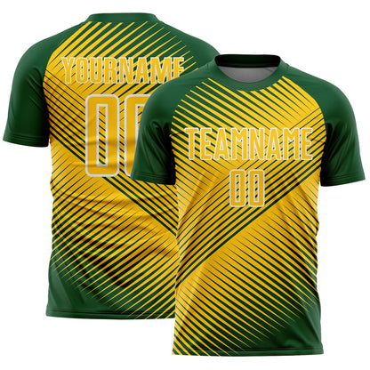 Custom Green Yellow-White Line Sublimation Soccer Uniform Jersey - Sky-Custom