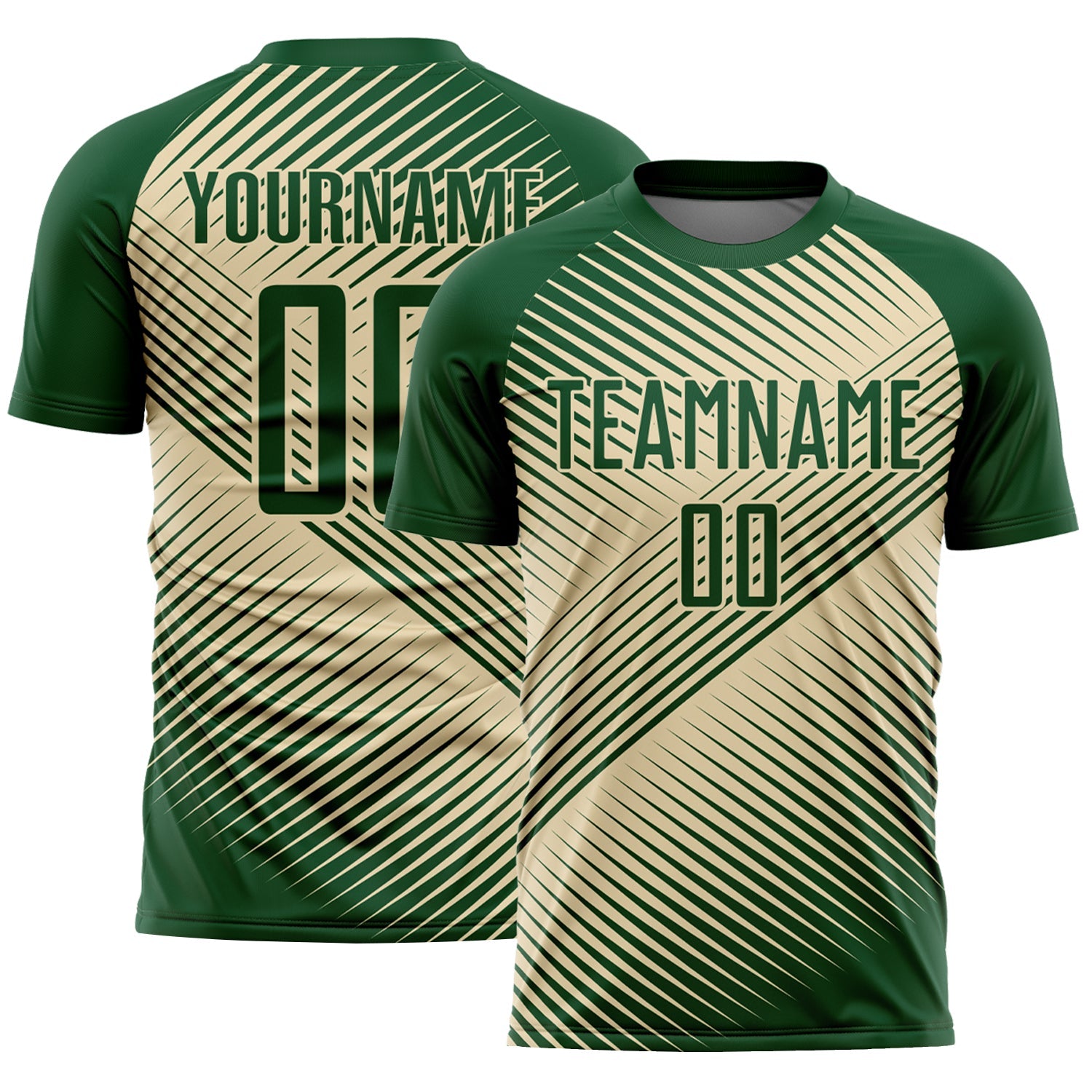 Custom Green Cream Line Sublimation Soccer Uniform Jersey - Sky-Custom