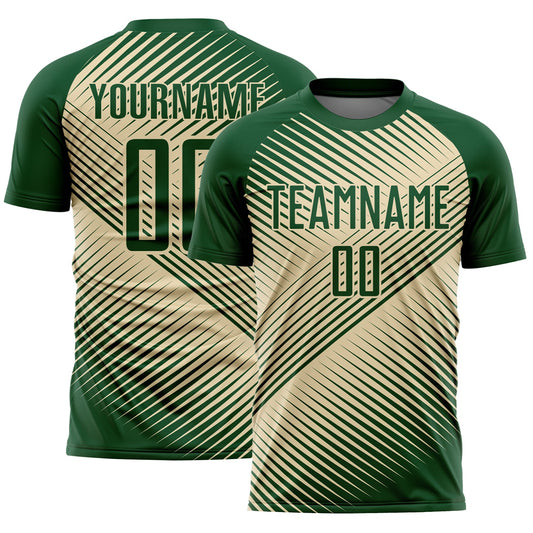 Custom Green Cream Line Sublimation Soccer Uniform Jersey - Sky-Custom