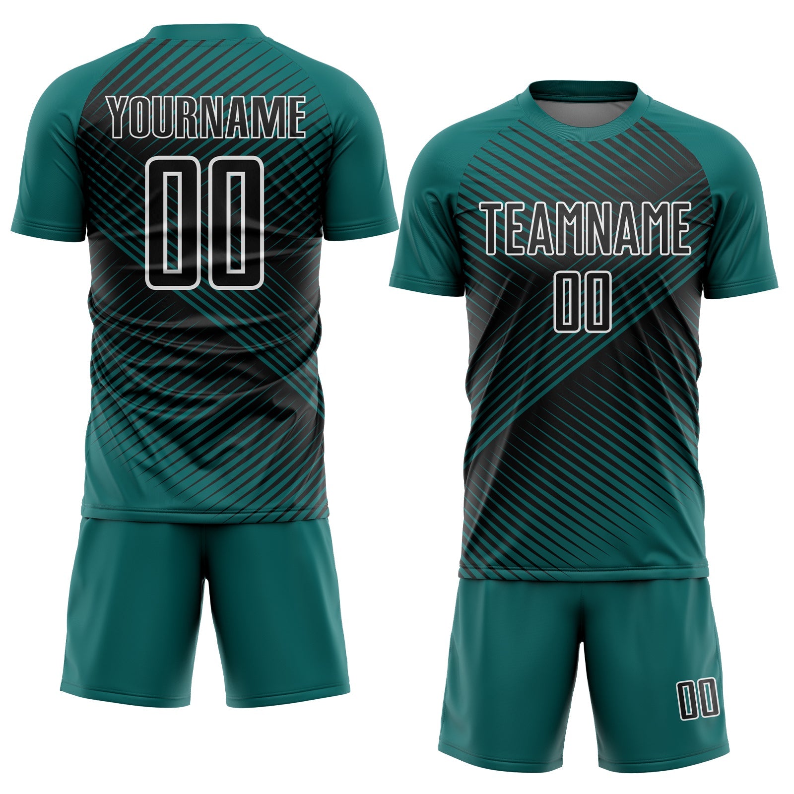 Custom Teal Black-White Line Sublimation Soccer Uniform Jersey - Sky-Custom
