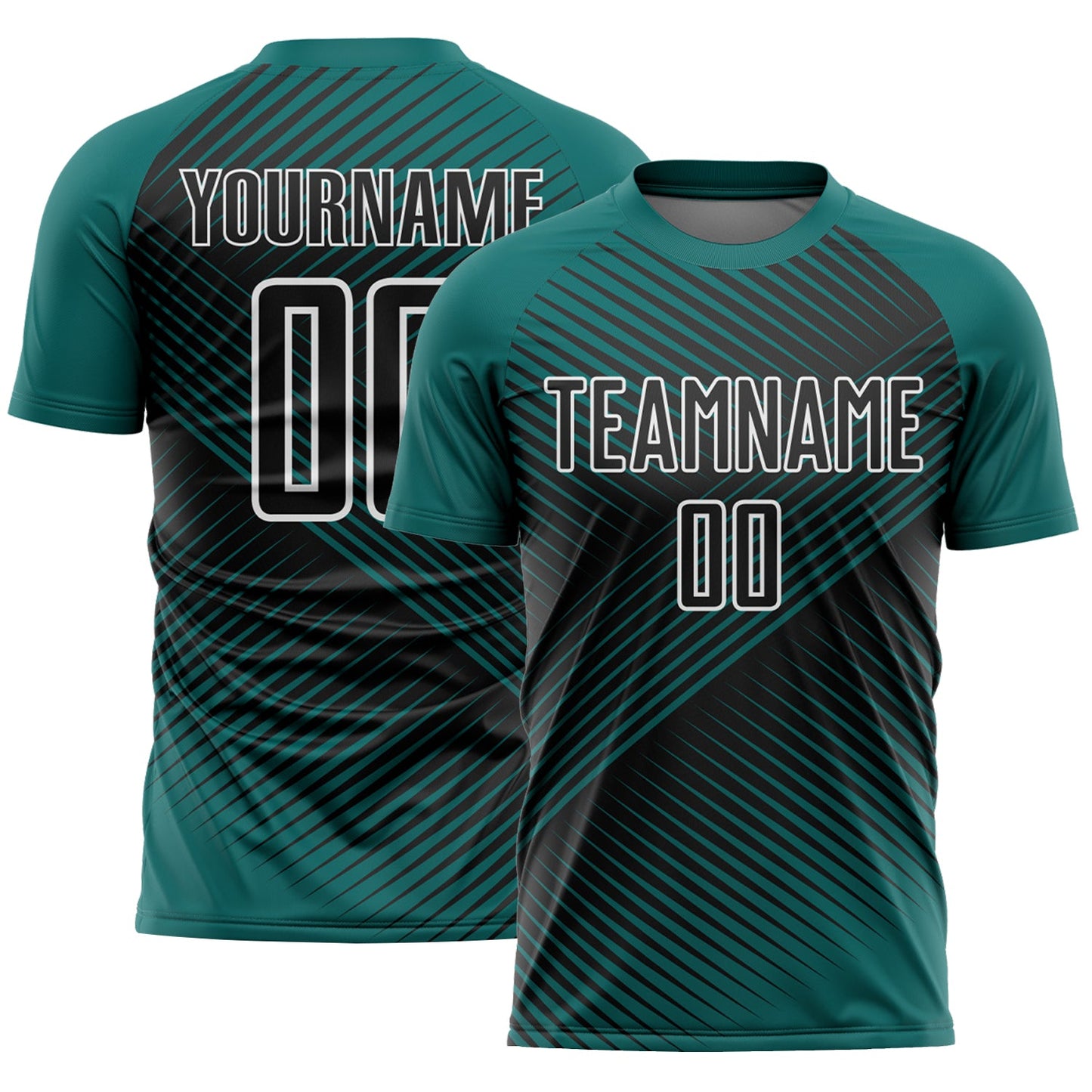 Custom Teal Black-White Line Sublimation Soccer Uniform Jersey - Sky-Custom