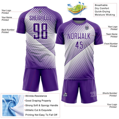 Custom Purple White Line Sublimation Soccer Uniform Jersey - Sky-Custom