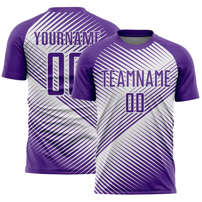 Custom Purple White Line Sublimation Soccer Uniform Jersey - Sky-Custom