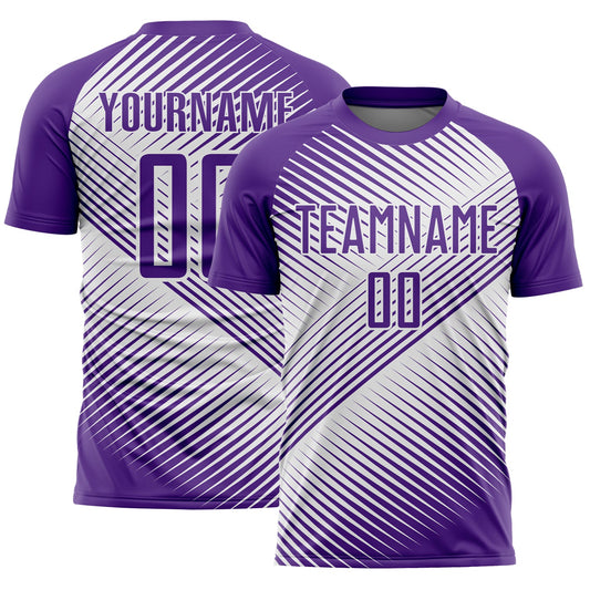 Custom Purple White Line Sublimation Soccer Uniform Jersey - Sky-Custom