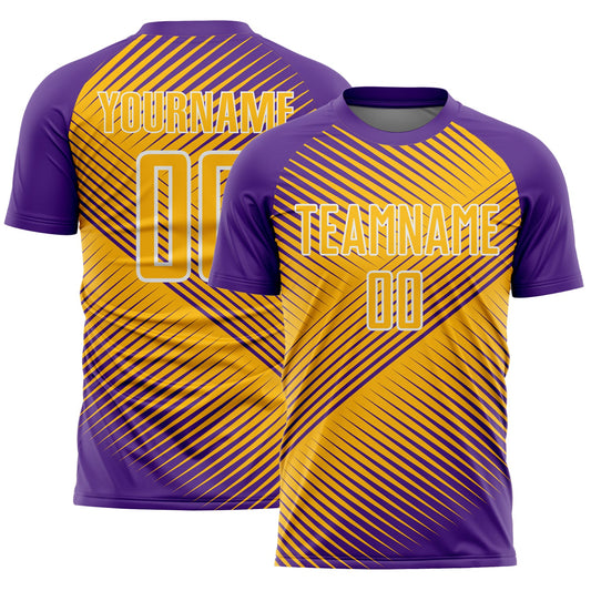 Custom Purple Gold-White Line Sublimation Soccer Uniform Jersey - Sky-Custom