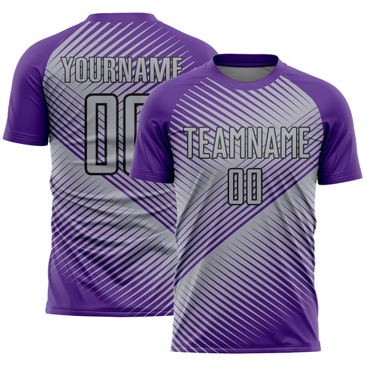 Custom Purple Gray-Black Line Sublimation Soccer Uniform Jersey - Sky-Custom