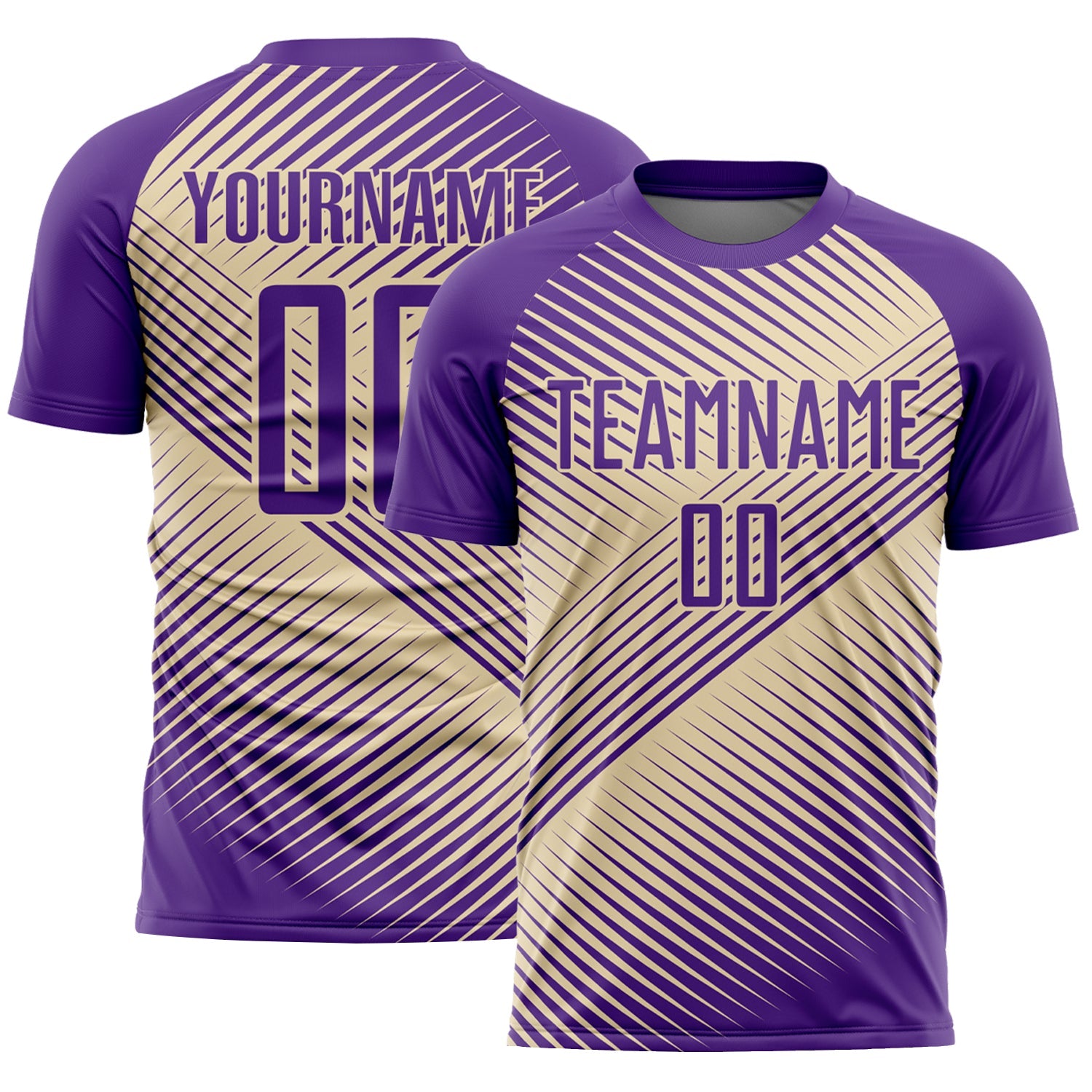 Custom Purple Cream Line Sublimation Soccer Uniform Jersey - Sky-Custom