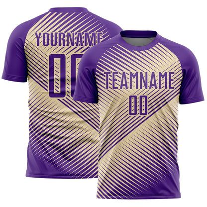Custom Purple Cream Line Sublimation Soccer Uniform Jersey - Sky-Custom