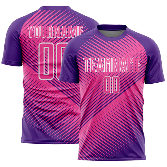 Custom Purple Pink-White Line Sublimation Soccer Uniform Jersey - Sky-Custom