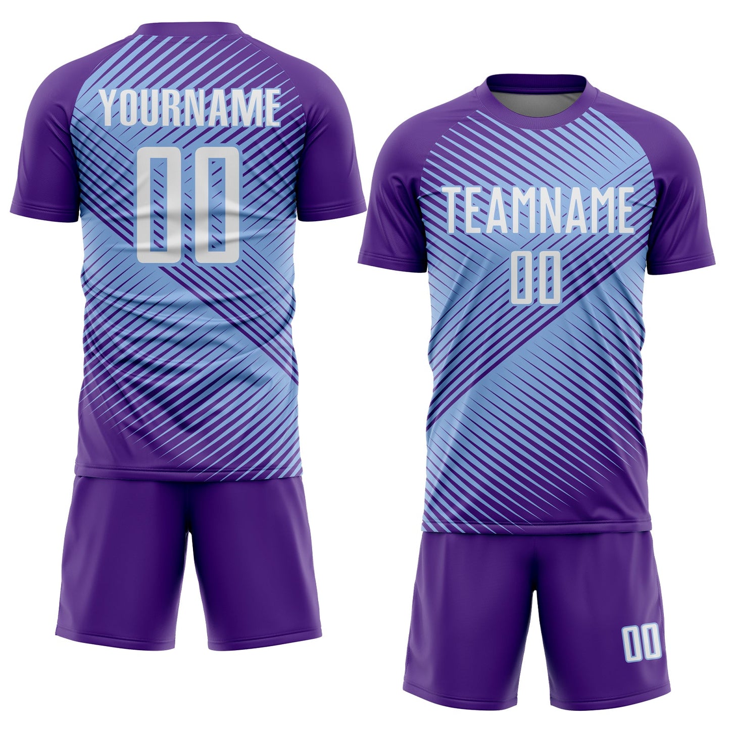 Custom Purple White-Light Blue Line Sublimation Soccer Uniform Jersey - Sky-Custom