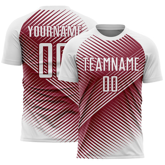 Custom White Crimson Line Sublimation Soccer Uniform Jersey - Sky-Custom