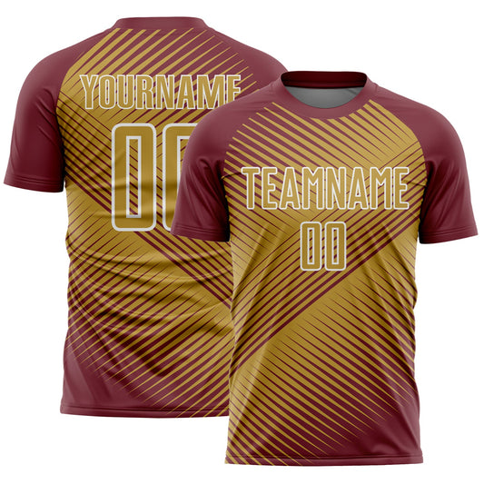 Custom Burgundy Old Gold-White Line Sublimation Soccer Uniform Jersey - Sky-Custom