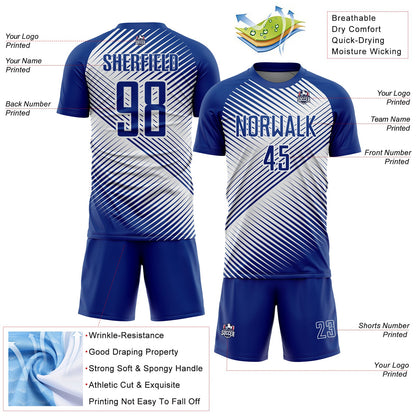 Custom Royal White Line Sublimation Soccer Uniform Jersey - Sky-Custom