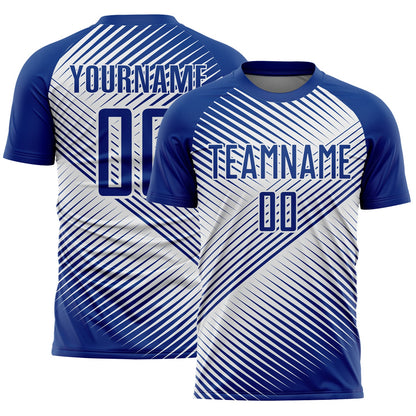 Custom Royal White Line Sublimation Soccer Uniform Jersey - Sky-Custom