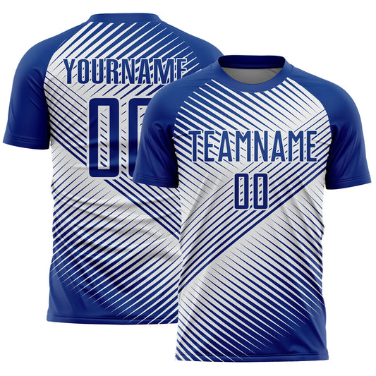 Custom Royal White Line Sublimation Soccer Uniform Jersey - Sky-Custom