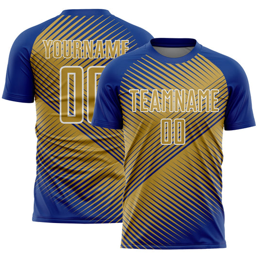 Custom Royal Old Gold-White Line Sublimation Soccer Uniform Jersey - Sky-Custom