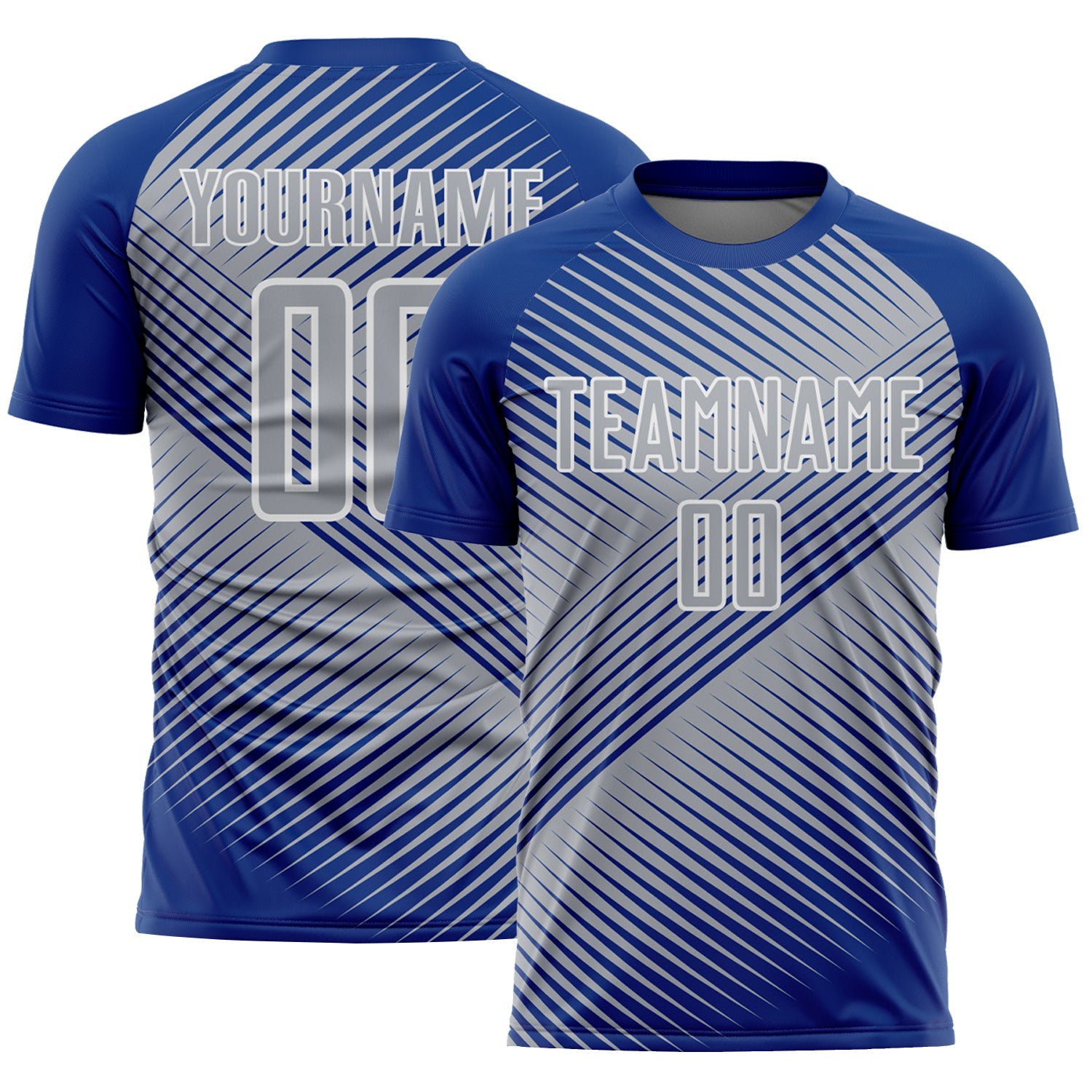 Custom Royal Gray-White Line Sublimation Soccer Uniform Jersey - Sky-Custom