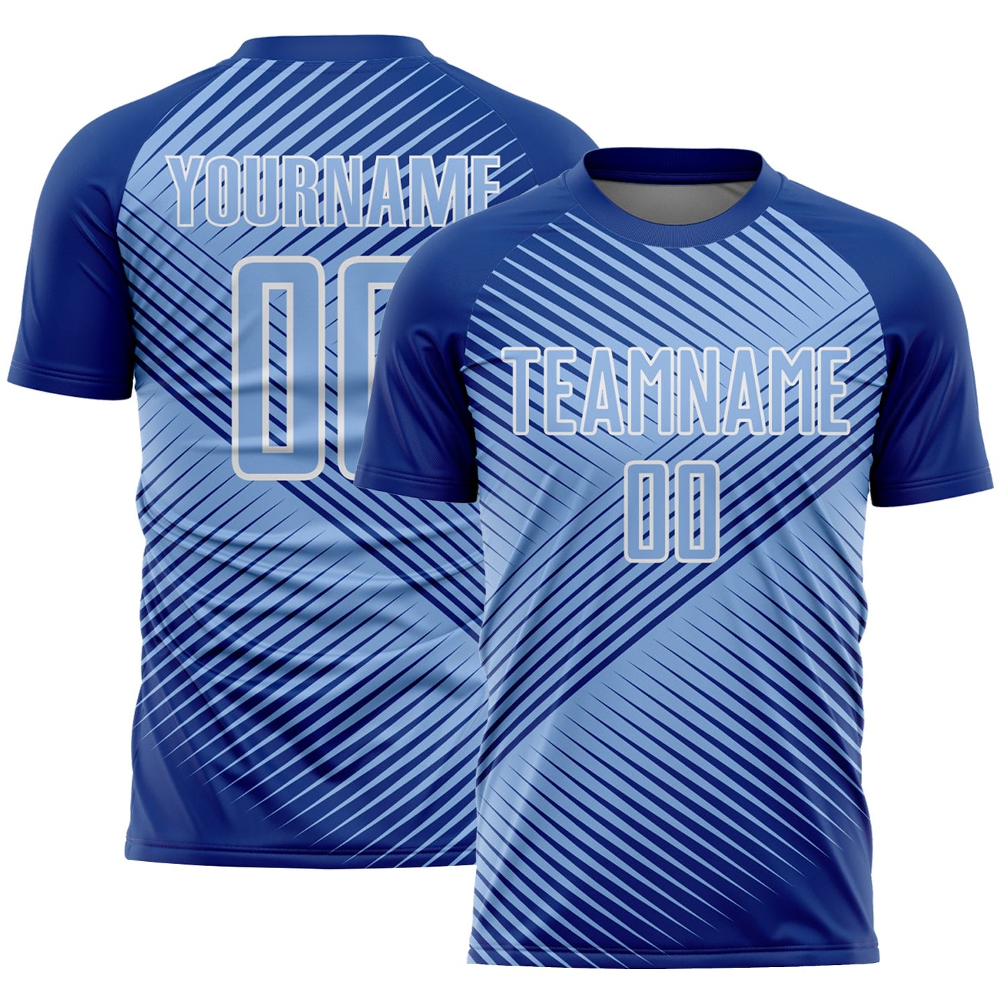 Custom Royal Light Blue-White Line Sublimation Soccer Uniform Jersey - Sky-Custom
