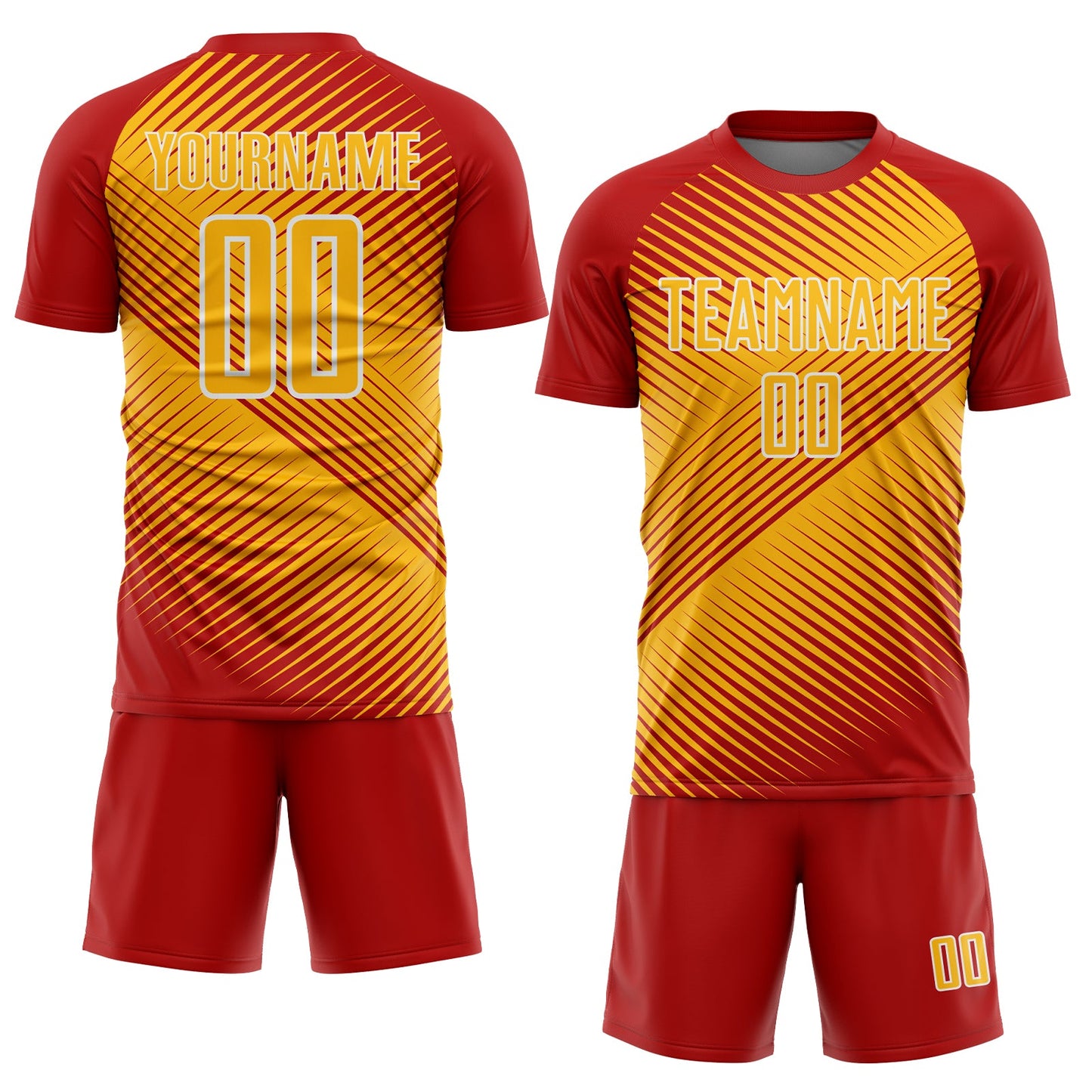 Custom Red Gold-White Line Sublimation Soccer Uniform Jersey - Sky-Custom