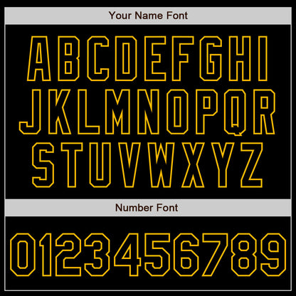 Custom Black Steel Gray Splash Ink Gold Authentic Baseball Jersey - Sky-Custom