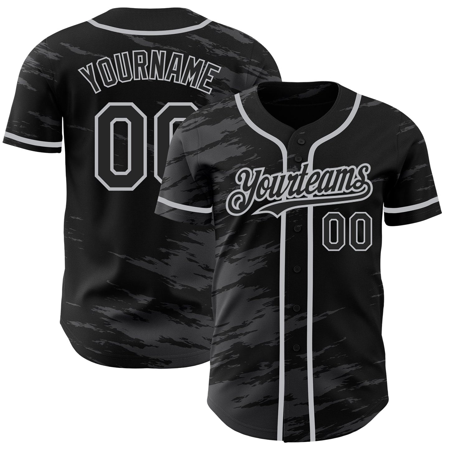 Custom Black Steel Gray Splash Ink Gray Authentic Baseball Jersey - Sky-Custom