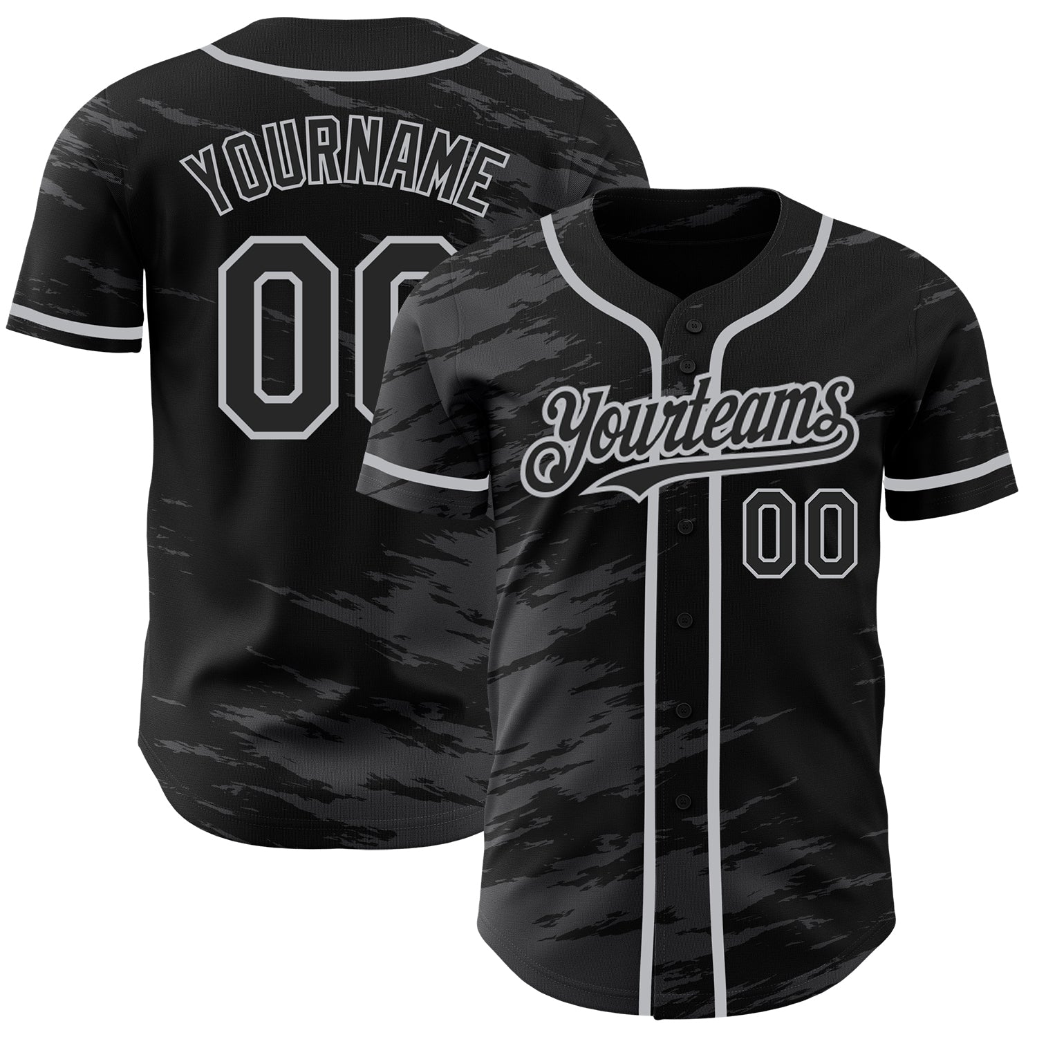 Custom Black Steel Gray Splash Ink Gray Authentic Baseball Jersey - Sky-Custom