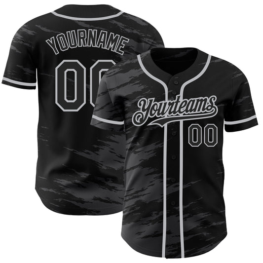 Custom Black Steel Gray Splash Ink Gray Authentic Baseball Jersey - Sky-Custom