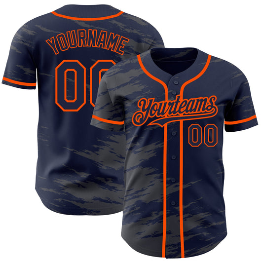 Custom Navy Steel Gray Splash Ink Orange Authentic Baseball Jersey - Sky-Custom