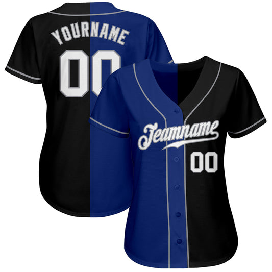 Custom Black White-Royal Authentic Split Fashion Baseball Jersey - Sky-Custom