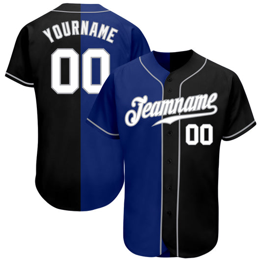 Custom Black White-Royal Authentic Split Fashion Baseball Jersey - Sky-Custom
