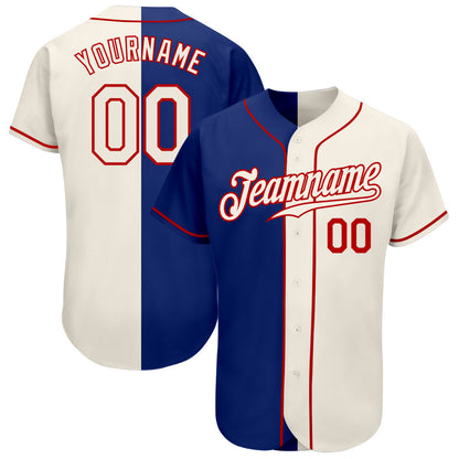 Custom Royal Cream-Red Authentic Split Fashion Baseball Jersey - Sky-Custom