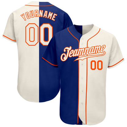 Custom Royal Cream-Orange Authentic Split Fashion Baseball Jersey - Sky-Custom