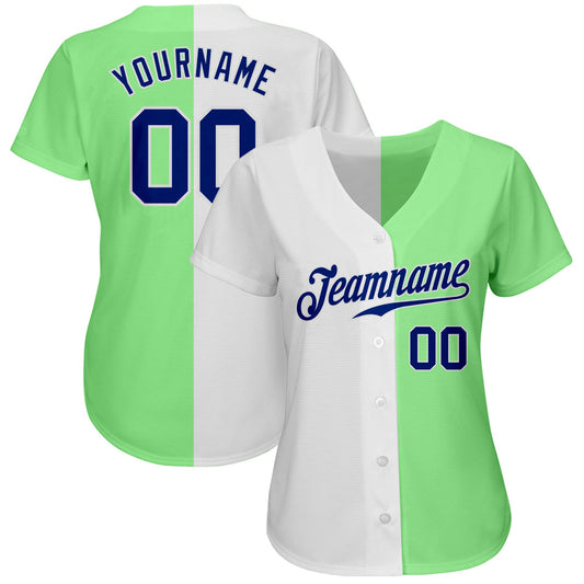Custom Pea Green Royal-White Authentic Split Fashion Baseball Jersey - Sky-Custom