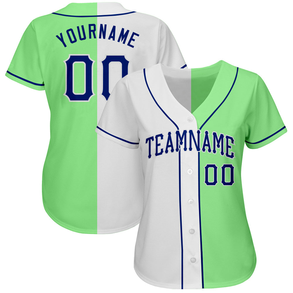 Custom Pea Green Royal-White Authentic Split Fashion Baseball Jersey - Sky-Custom