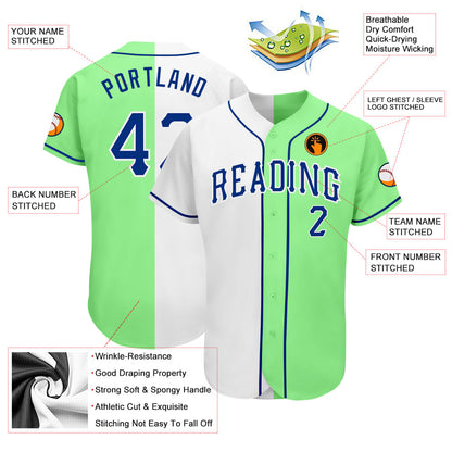 Custom Pea Green Royal-White Authentic Split Fashion Baseball Jersey - Sky-Custom