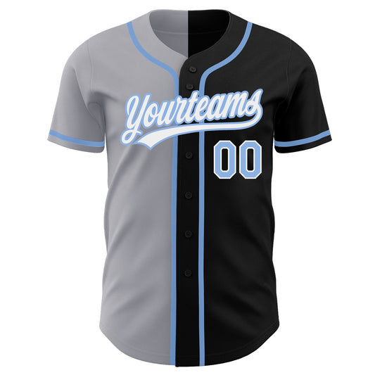 Custom Black Light Blue-Gray Authentic Split Fashion Baseball Jersey - Sky-Custom