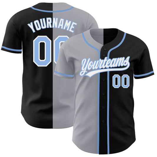 Custom Black Light Blue-Gray Authentic Split Fashion Baseball Jersey - Sky-Custom