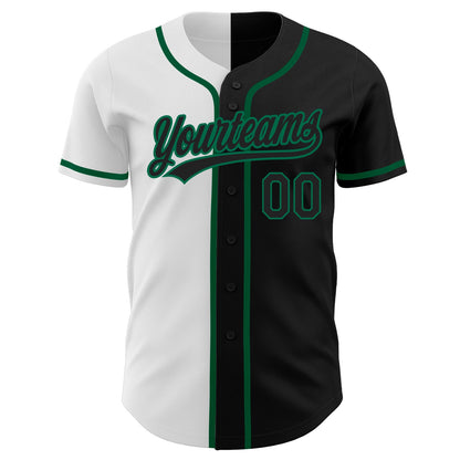 Custom Black Black White-Kelly Green Authentic Split Fashion Baseball Jersey - Sky-Custom