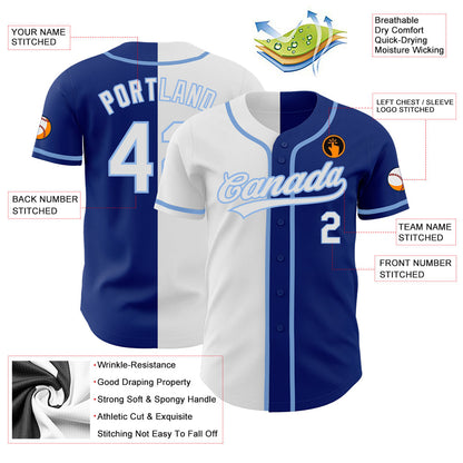 Custom Royal White-Light Blue Authentic Split Fashion Baseball Jersey - Sky-Custom