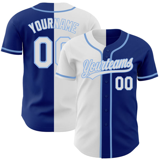Custom Royal White-Light Blue Authentic Split Fashion Baseball Jersey - Sky-Custom