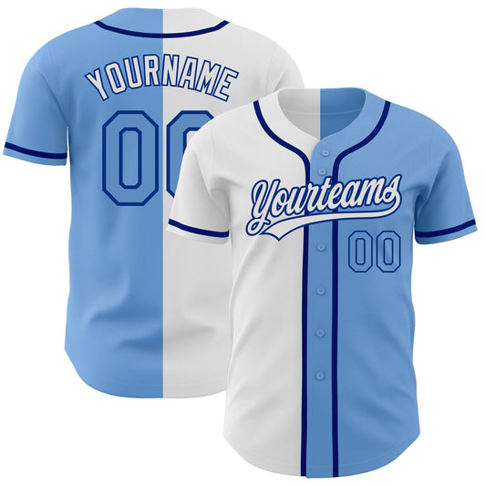 Custom Light Blue Light Blue White-Royal Authentic Split Fashion Baseball Jersey - Sky-Custom