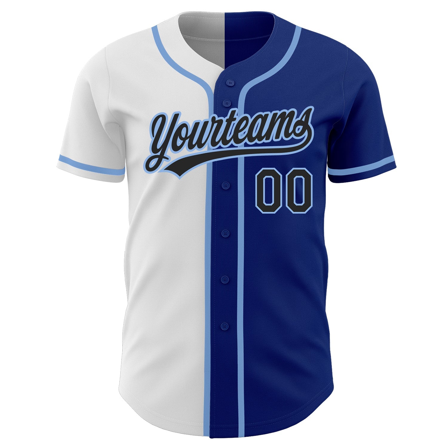 Custom Royal Black White-Light Blue Authentic Split Fashion Baseball Jersey - Sky-Custom