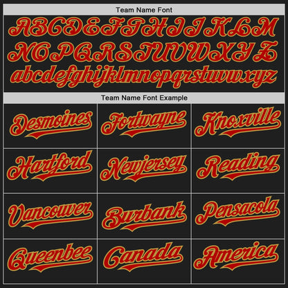 Custom Black Red-Old Gold Pinstripe Authentic Split Fashion Baseball Jersey - Sky-Custom
